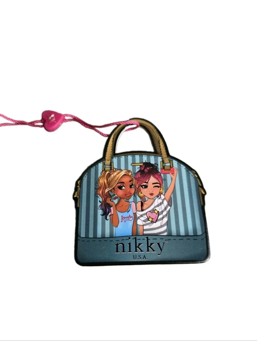Nikky by Nicole Lee Slim Cosmetic Bag Makeup Travel Zipper Pouch Black Pink NWT